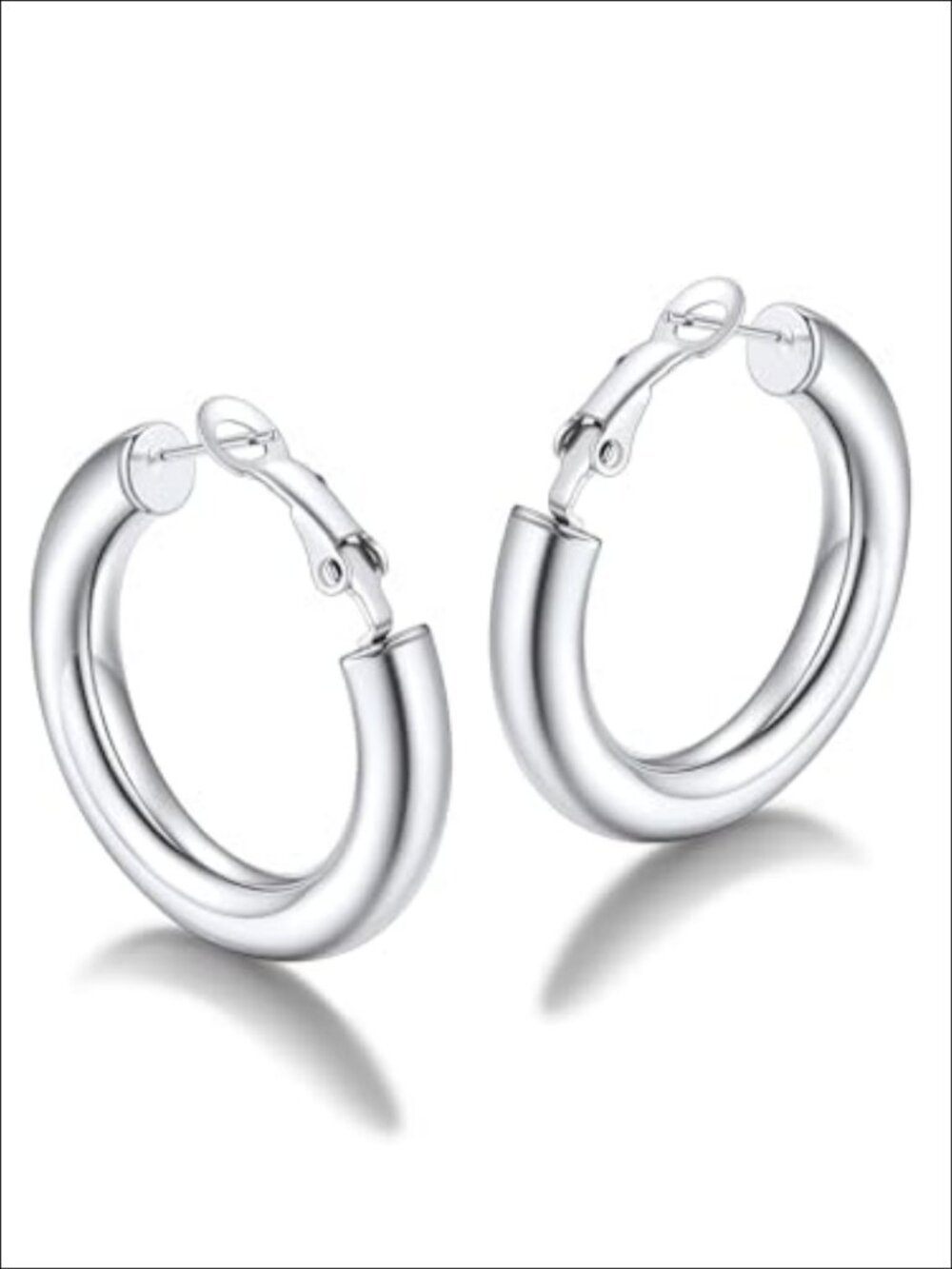 Chunky Stainless Steel Hoop Earrings Hinged Hoop Hypoallergenic